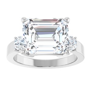 10K White Gold 11x9 mm Emerald Ring Mounting – image 5