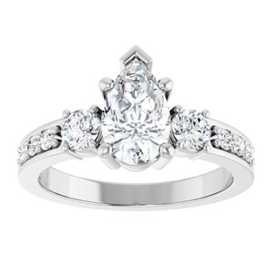 14K White Gold 9x5.5 mm Pear Ring Mounting – image 5