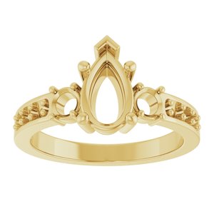 18K Yellow Gold 9x5.5 mm Pear Ring Mounting – image 6