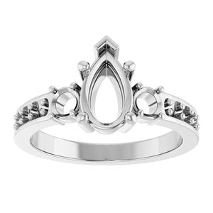 14K White Gold 9x5.5 mm Pear Ring Mounting – image 6