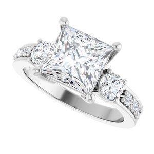 10K White Gold 7.5x7.5 mm Square Ring Mounting – image 8