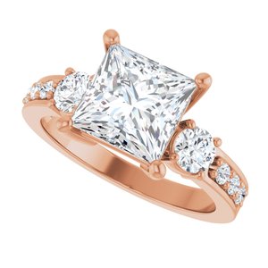 18K Rose Gold 7.5x7.5 mm Square Ring Mounting – image 8