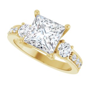 10K Yellow Gold 7.5x7.5 mm Square Ring Mounting – image 8