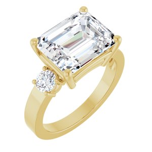 10K Yellow Gold 11x9 mm Emerald Ring Mounting