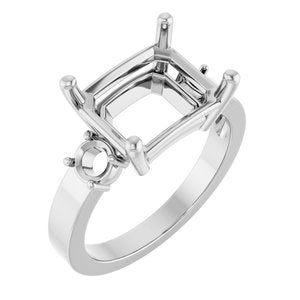 10K White Gold 11x9 mm Emerald Ring Mounting – image 2