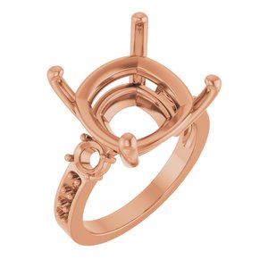 10K Rose Gold 14x14 mm Cushion Ring Mounting – image 2