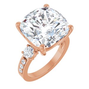10K Rose Gold 14x14 mm Cushion Ring Mounting
