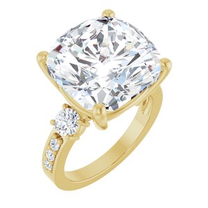14K Yellow Gold 14x14 mm Cushion Ring Mounting