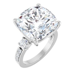 Platinum 14x14 mm Cushion Ring Mounting