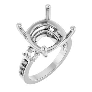 Sterling Silver 14x14 mm Cushion Ring Mounting – image 2