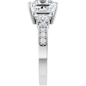 14K White Gold 7.5x7.5 mm Square Ring Mounting – image 7