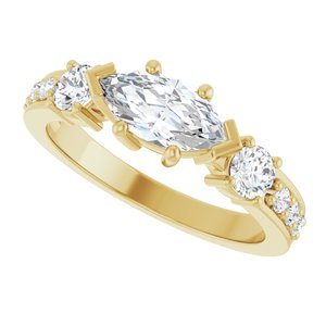 14K Yellow Gold 9x4.5 mm Marquise Ring Mounting – image 8