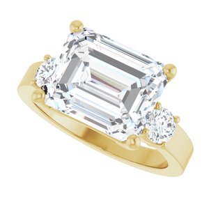 14K Yellow Gold 11x9 mm Emerald Ring Mounting – image 8