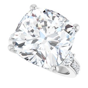 10K White Gold 14x14 mm Cushion Ring Mounting – image 8
