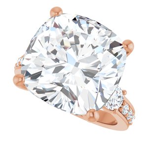10K Rose Gold 14x14 mm Cushion Ring Mounting – image 8