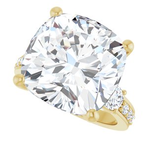 14K Yellow Gold 14x14 mm Cushion Ring Mounting – image 8