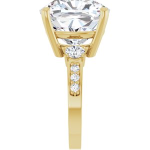 10K Yellow Gold 14x14 mm Cushion Ring Mounting – image 7