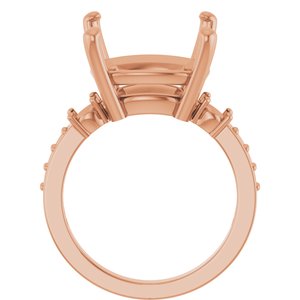 10K Rose Gold 14x14 mm Cushion Ring Mounting – image 4