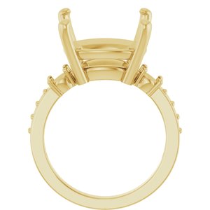 14K Yellow Gold 14x14 mm Cushion Ring Mounting – image 4