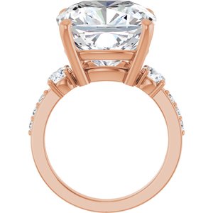 10K Rose Gold 14x14 mm Cushion Ring Mounting – image 3