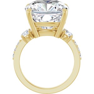 14K Yellow Gold 14x14 mm Cushion Ring Mounting – image 3