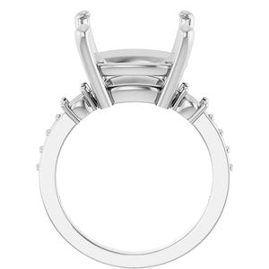 18K White Gold 14x14 mm Cushion Ring Mounting – image 4