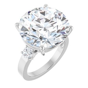 14K White Gold 16 mm Round Ring Mounting