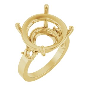 14K Yellow Gold 16 mm Round Ring Mounting – image 2