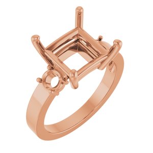 18K Rose Gold 9x9 mm Square Ring Mounting – image 2