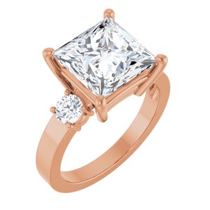 14K Rose Gold 9x9 mm Square Ring Mounting