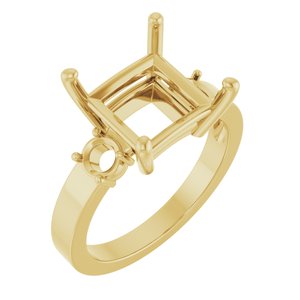 10K Yellow Gold 9x9 mm Square Ring Mounting – image 2
