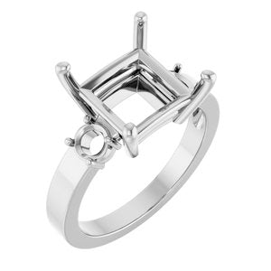 10K White Gold 9x9 mm Square Ring Mounting – image 2
