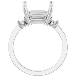 14K White Gold 9x9 mm Square Ring Mounting – image 4