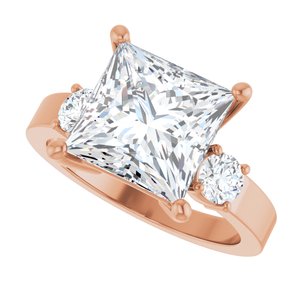 18K Rose Gold 9x9 mm Square Ring Mounting – image 8