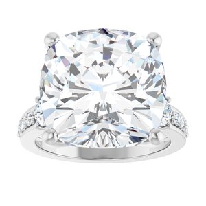 10K White Gold 14x14 mm Cushion Ring Mounting – image 5