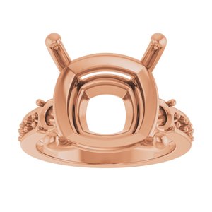 10K Rose Gold 14x14 mm Cushion Ring Mounting – image 6