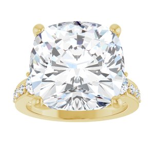 14K Yellow Gold 14x14 mm Cushion Ring Mounting – image 5