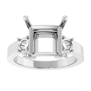 14K White Gold 9x9 mm Square Ring Mounting – image 6