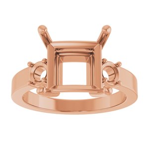 18K Rose Gold 9x9 mm Square Ring Mounting – image 6
