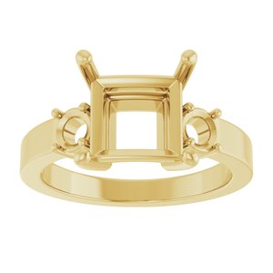 18K Yellow Gold 8x8 mm Square Ring Mounting – image 6