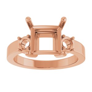18K Rose Gold 8x8 mm Square Ring Mounting – image 6
