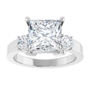 14K White Gold 8x8 mm Square Ring Mounting – image 5