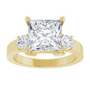 14K Yellow Gold 8x8 mm Square Ring Mounting – image 5