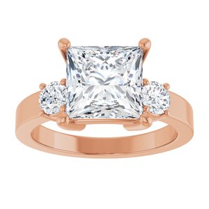 18K Rose Gold 8x8 mm Square Ring Mounting – image 5