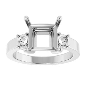 14K X1 White Gold 8x8 mm Square Ring Mounting – image 6