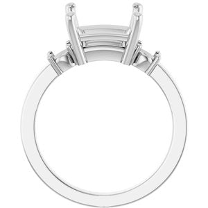 10K White Gold 8x8 mm Square Ring Mounting – image 4