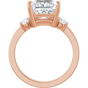 18K Rose Gold 8x8 mm Square Ring Mounting – image 3