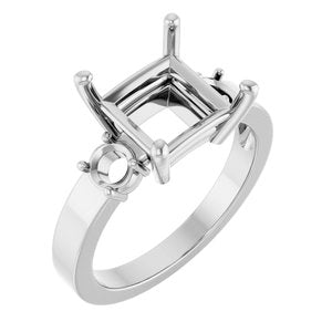14K White Gold 8x8 mm Square Ring Mounting – image 2