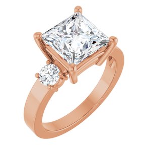 14K Rose Gold 8x8 mm Square Ring Mounting