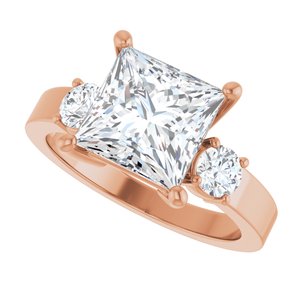 14K Rose Gold 8x8 mm Square Ring Mounting – image 8